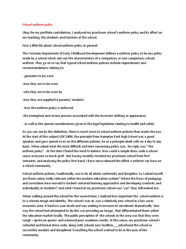 School Uniform Policy Speech PDF