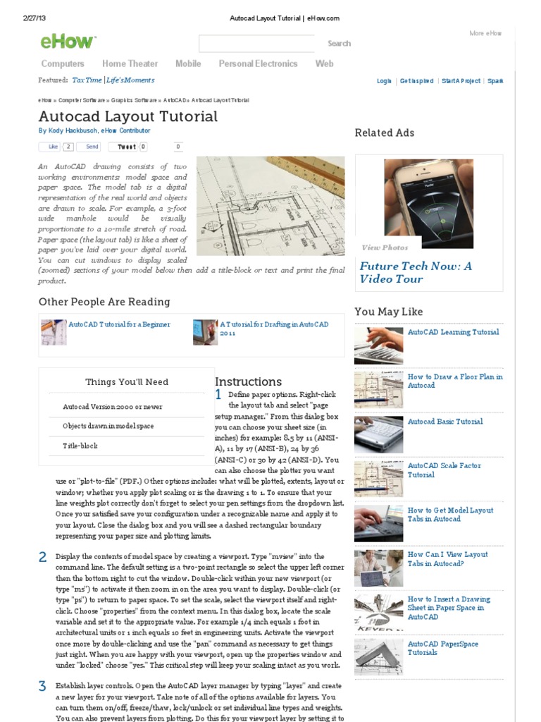 Autocad Layout Tutorial - Ehow | PDF | Page Layout | Auto Cad