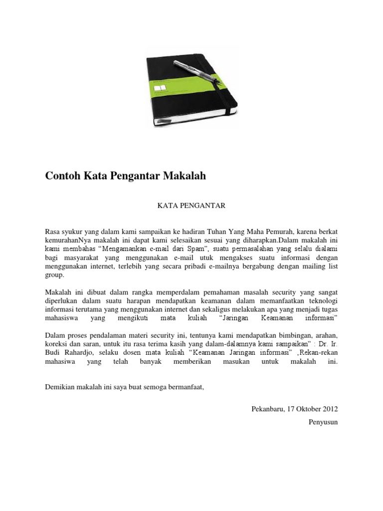 Contoh Kata Pengantar Makalah