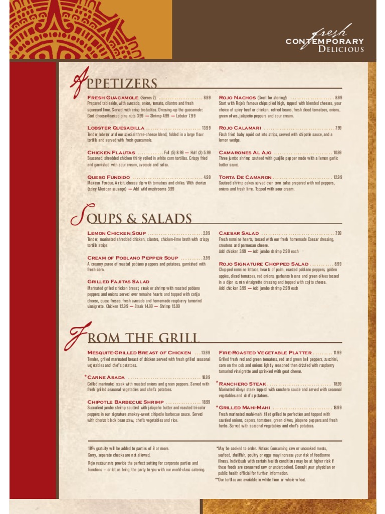 Rojo Bistro Web Menu | PDF | Estudios de idiomas extranjeros | Salud y ...