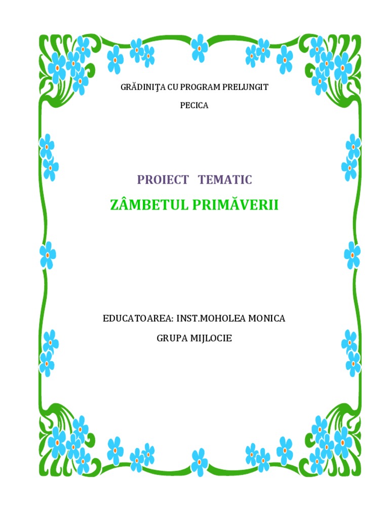 Proiect Tematic Zambetul Primăverii