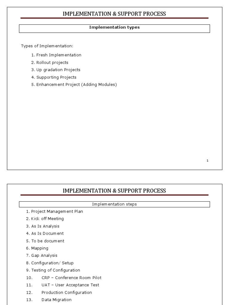 Implementation & Support | PDF | Implementation | Business Process