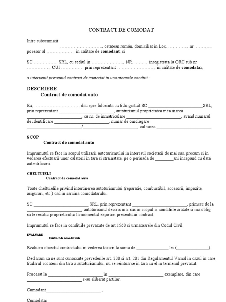 Contract Comodat | PDF
