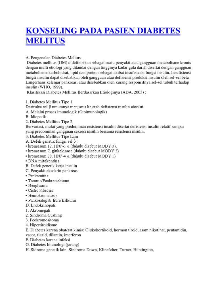 Konseling Pada Pasien Diabetes Melitus