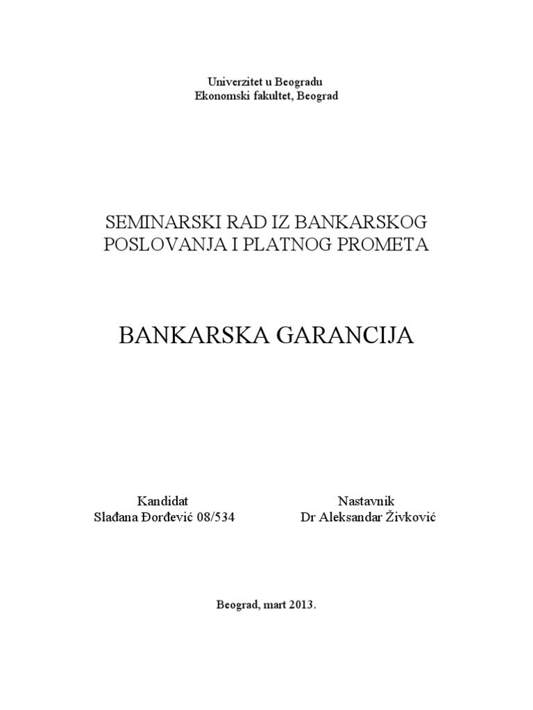 Bankarska Garancija | PDF