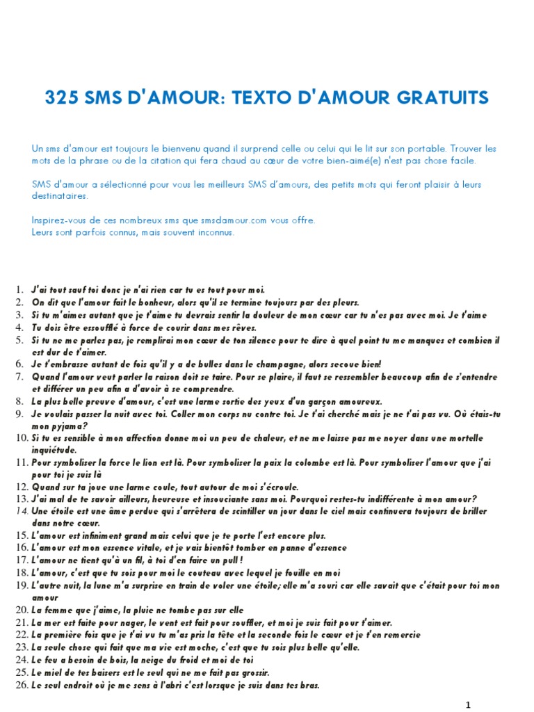 Texte D Amour Qui Fait Craquer Pdf