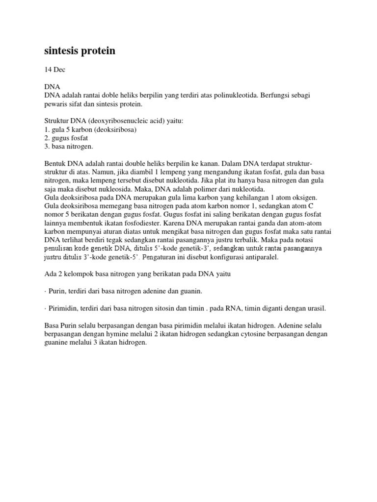 Sintesis Protein | PDF