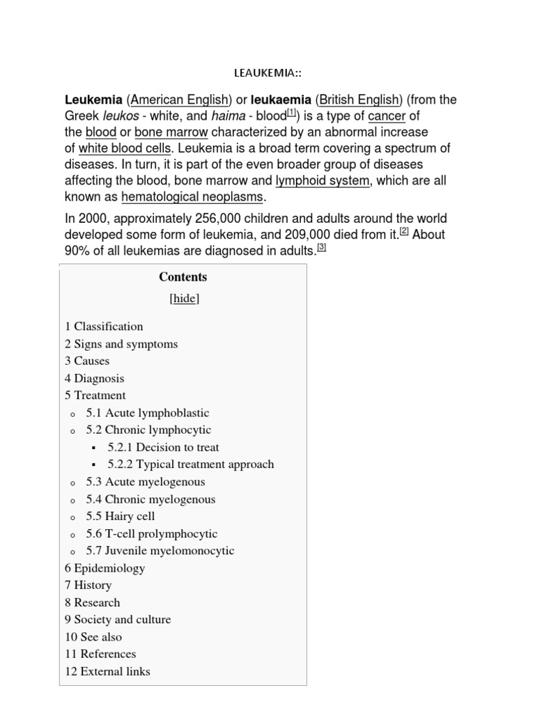 Leukemia | Leukemia | Chemotherapy