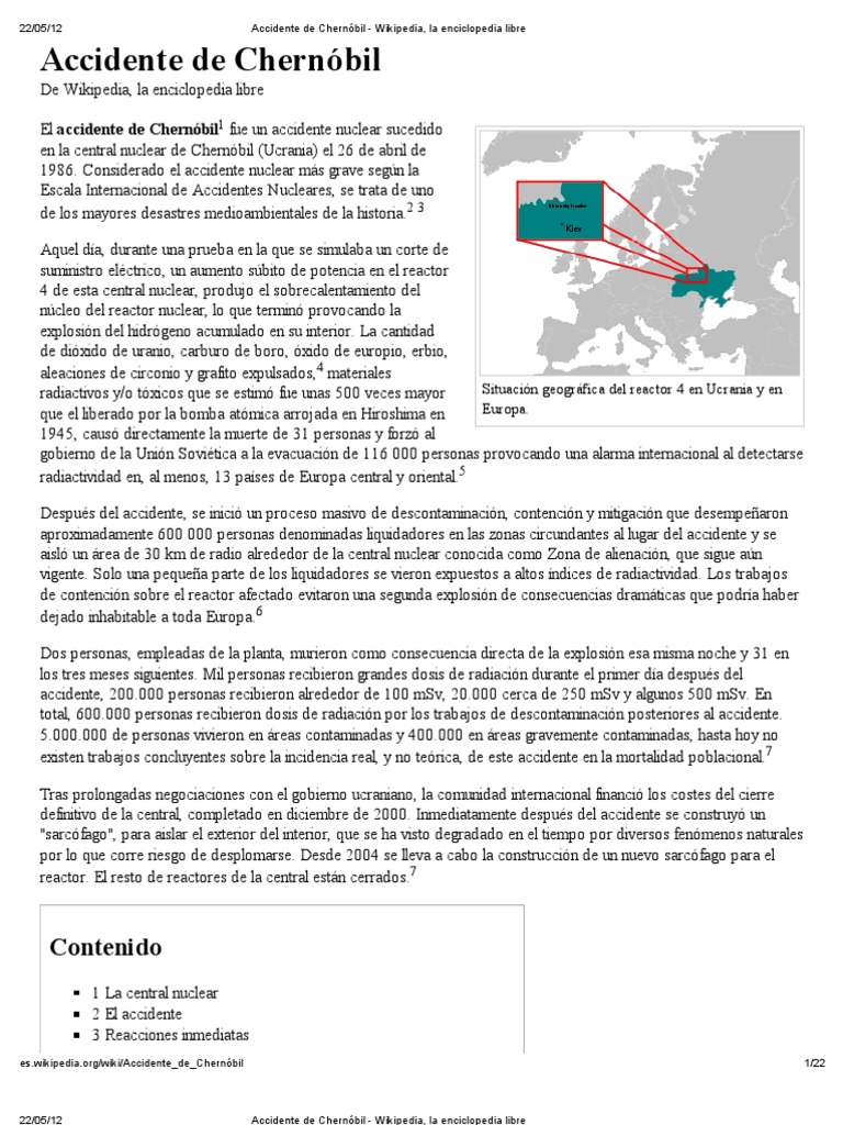 Accidente de Chernobyl | PDF | Desastre de Chernobyl | Reactor nuclear