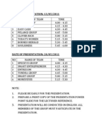 Presentation Schedule