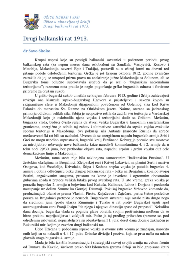 Drugi Balkanski Rat 1913 | PDF