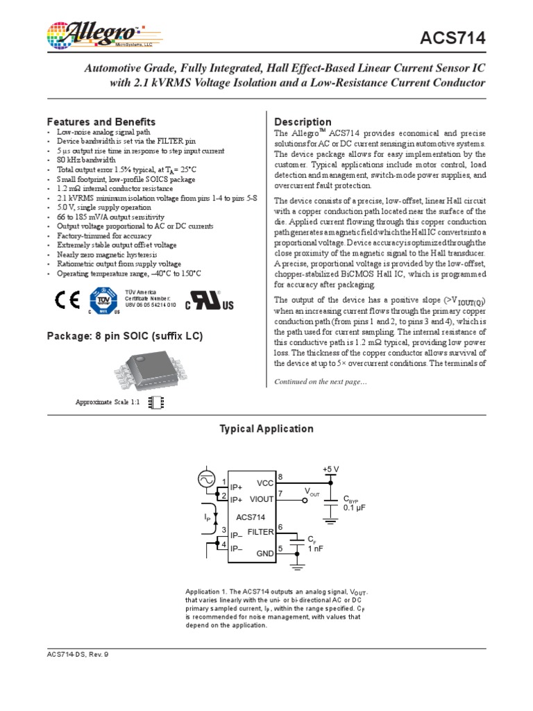 ACS714Datasheet Electronic Filter Amplifier