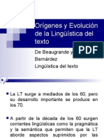 Origenes y Evolucion de La Lingüistica Del Texto