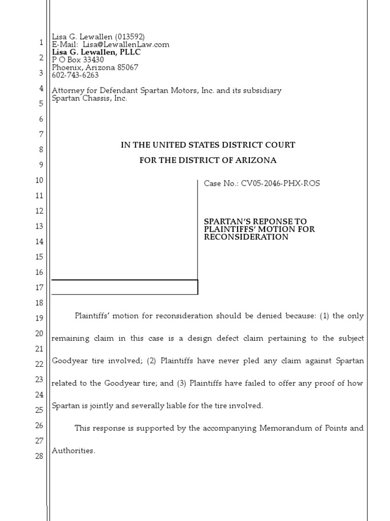 Response to Plaintiffs' Motion for Reconsideration | Discovery (Law ...