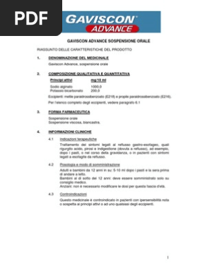 Gaviscon Advance Scheda Tecnica
