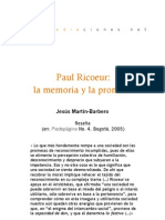 Paul Ricoeur La Memoria y Promesa x Jesus M Barbero