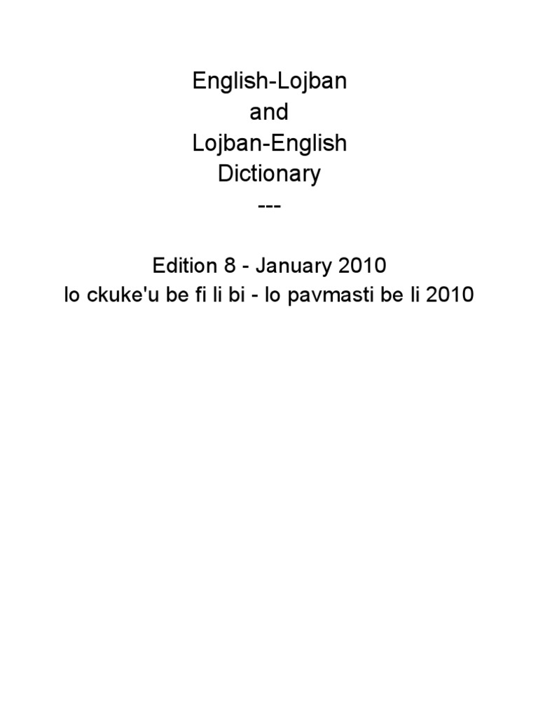 Lojban Dictionary | PDF