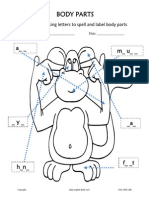 Body Parts: Fill in The Missing Letters To Spell and Label Body Parts