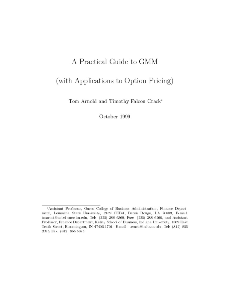 GMM Guide for Option Pricing | PDF | Black–Scholes Model | Moneyness
