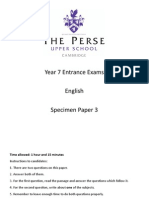 Year 7 English Specimen Paper 3