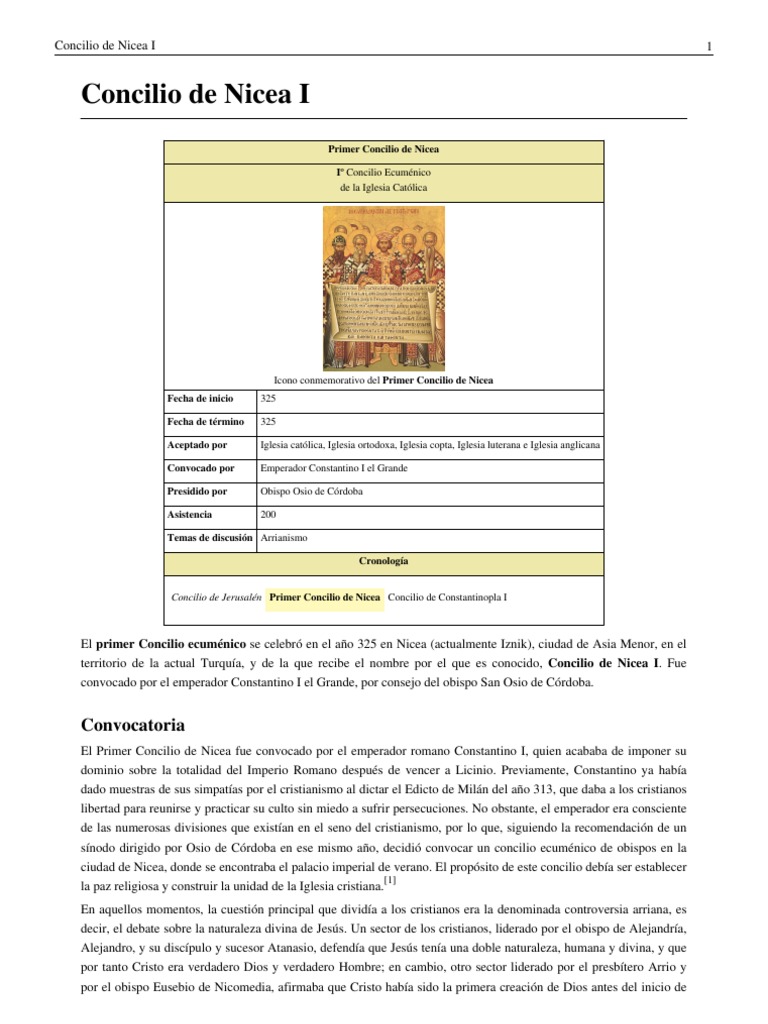Primer Concilio de Nicea (325) | PDF | Organizaciones cristianas ...