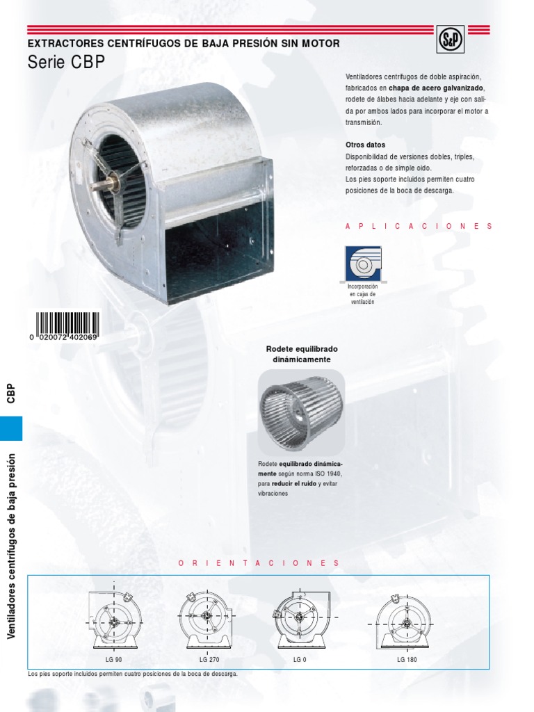 Ventiladores Centrífugos CBP de Baja Presión | PDF | Tecnología
