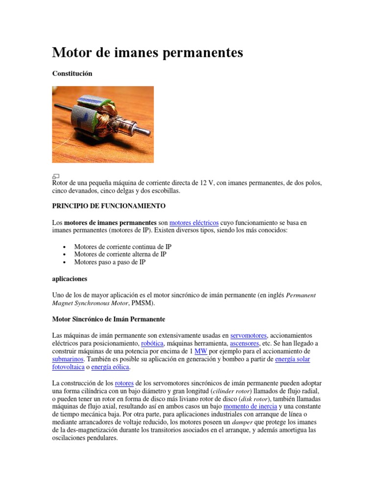 Motor de Imanes Permanentes | PDF