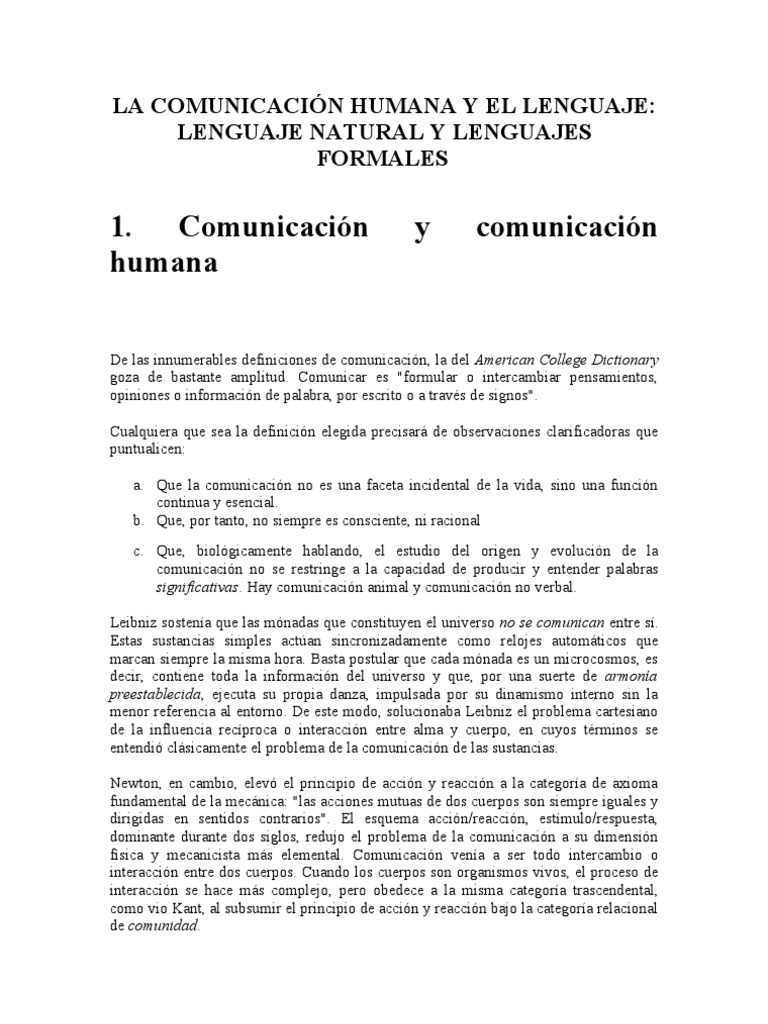 La Comunicación Humana y El Lenguaje | PDF | Aquisición de idioma ...