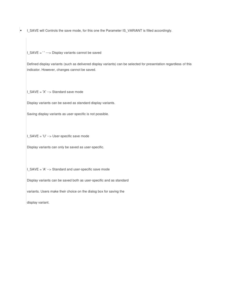 Save Modes for Display Variants Explained | PDF
