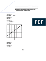 Singapore Mathematical Olympiad For Primary Schools 2001 Invitation Round - Answers Sheet