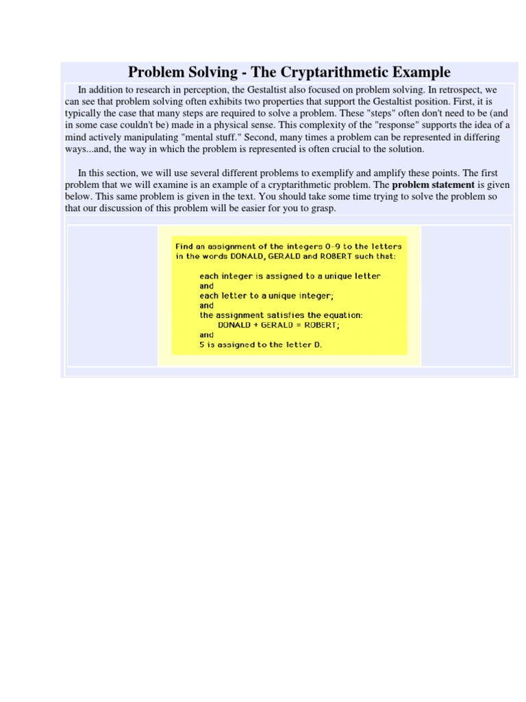 Cryptarithmetic for Problem Solvers | PDF | Equations | Teaching ...
