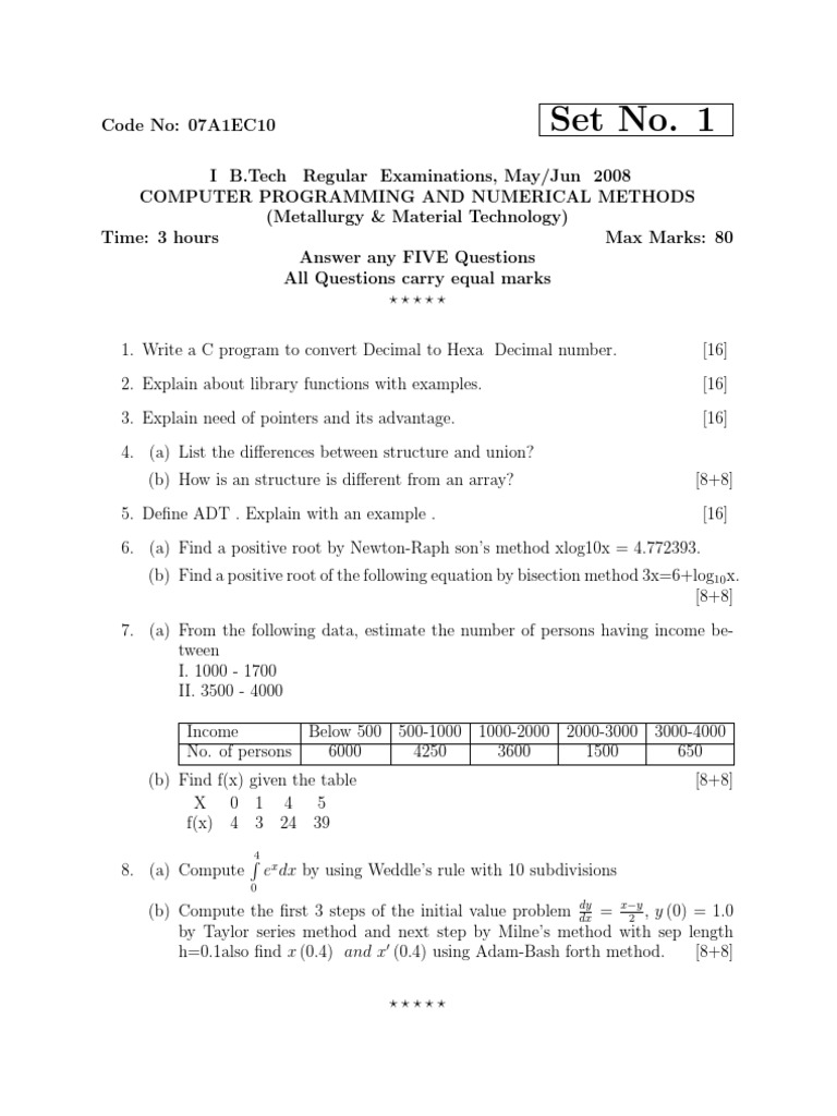 Computer Programming & Numerical Methods | PDF