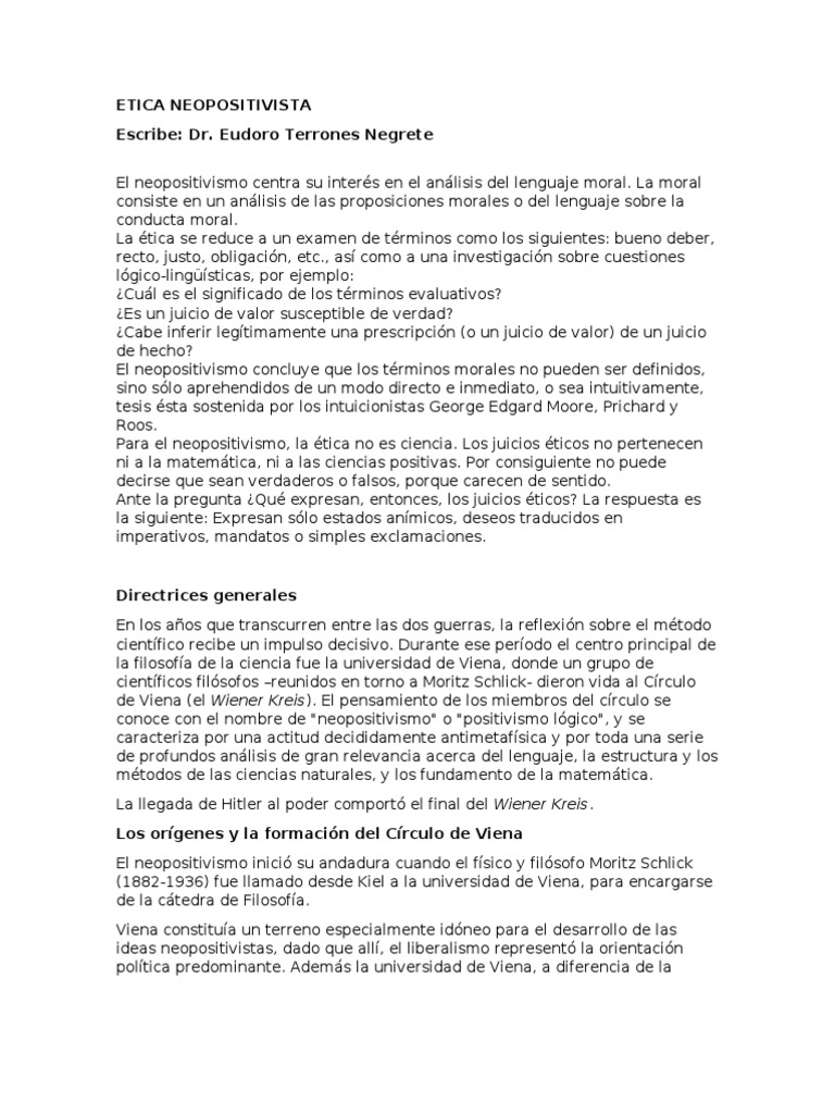 Etica Neopositivista | PDF | Science | Empirismo