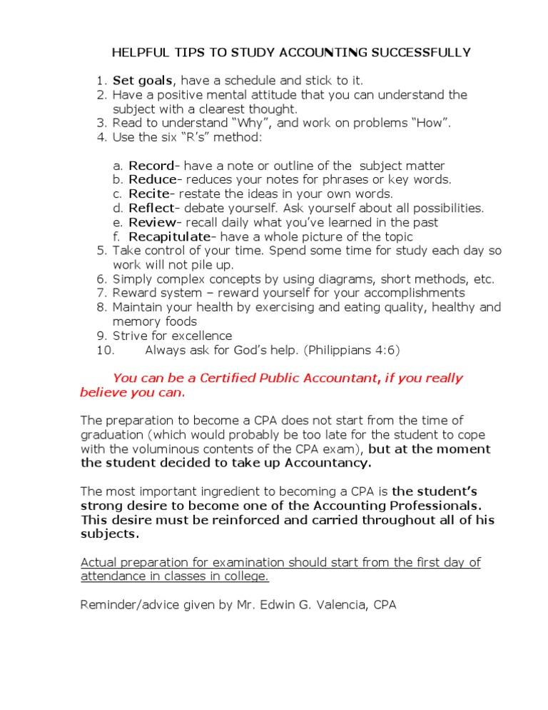 Effective Accounting Study Strategies | PDF