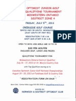 Optimist Junior Golf Tournament Flyer 2013
