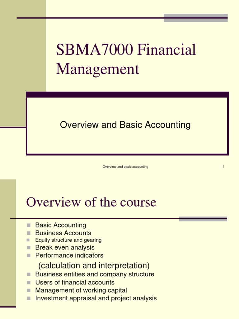 Basic Accounting and Financial Management | PDF