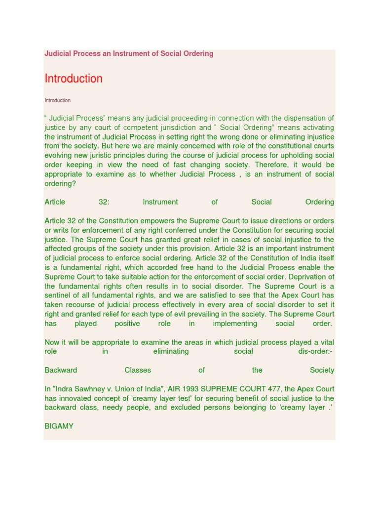 Judicial Process and Social Ordering in India | PDF | Supreme Court Of ...