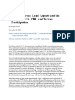 Free Trade Areas: Legal Aspects and The Politics of U.S., PRC and Taiwan Participation