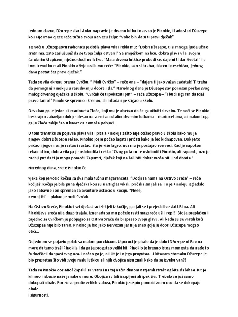 Lektira - Pinokio | PDF