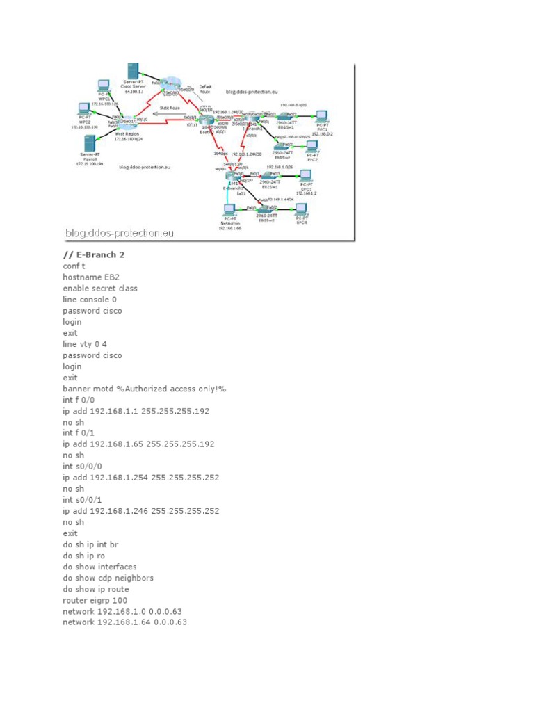 EIGRP Configuration for Network Routing | PDF | Computers