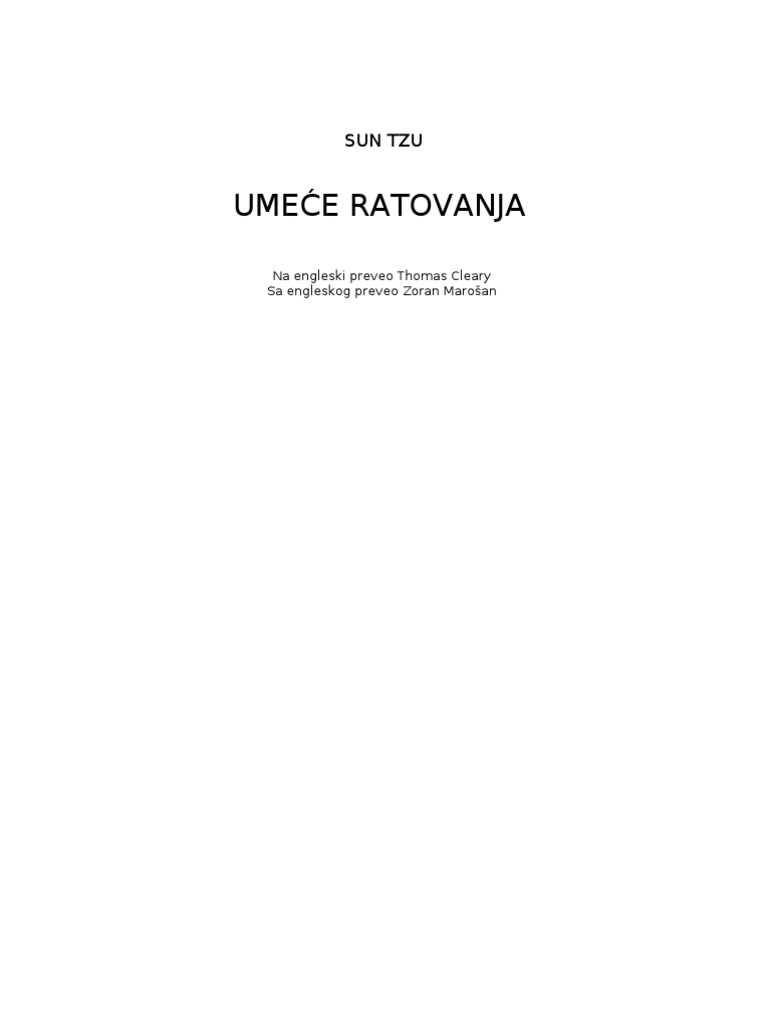 SUN TZU Umeće Ratovanja Cela Knjiga | PDF