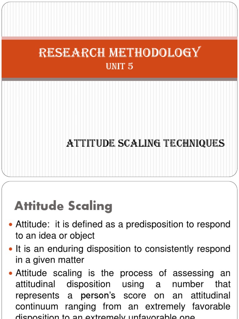 Research methodology unit 5 Attitude measurement Likert Scale