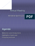Annual Meeting: Worldwide Sporting Goods