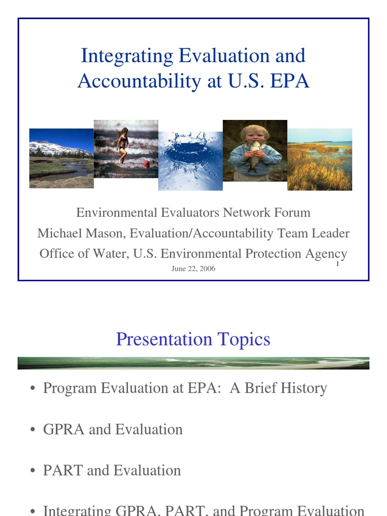 Integrating Evaluation at U.S. EPA | PDF | Program Evaluation | United ...