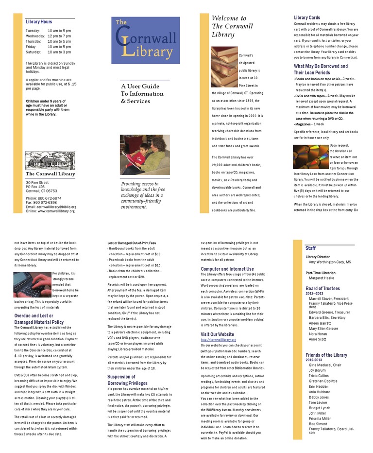 Cornwall Library User Guide 2013 PDF Librarian Libraries