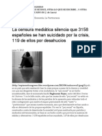 La Censura Mediática Silencia Que 3158 Españoles Se Han Suicidado Por La Crisis, 119 de Ellos Por Desahucios - UN ESPÍA EN EL CONGRESO