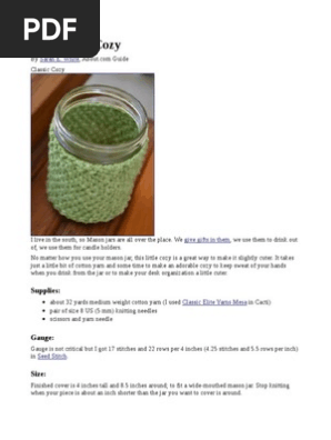 Knitting the Mason Jar Cozy