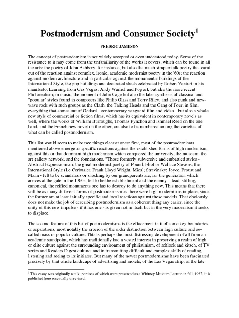 Fredric jameson, postmodernism summary image