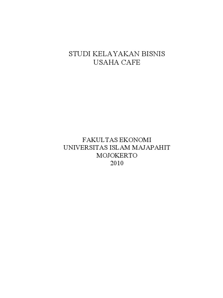 Proposal Studi Kelayakan Bisnis Cafe