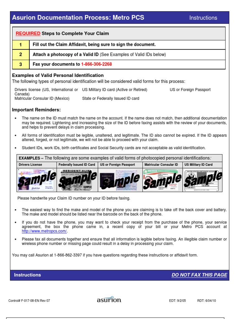 Metro Insurance Form Identity Document Government